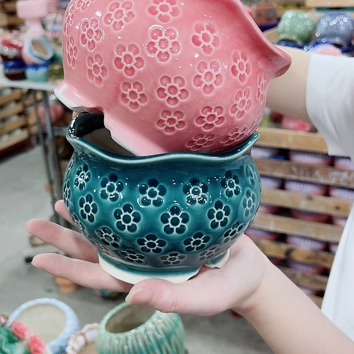 有孔，凑10元包邮陶瓷花盆发货！