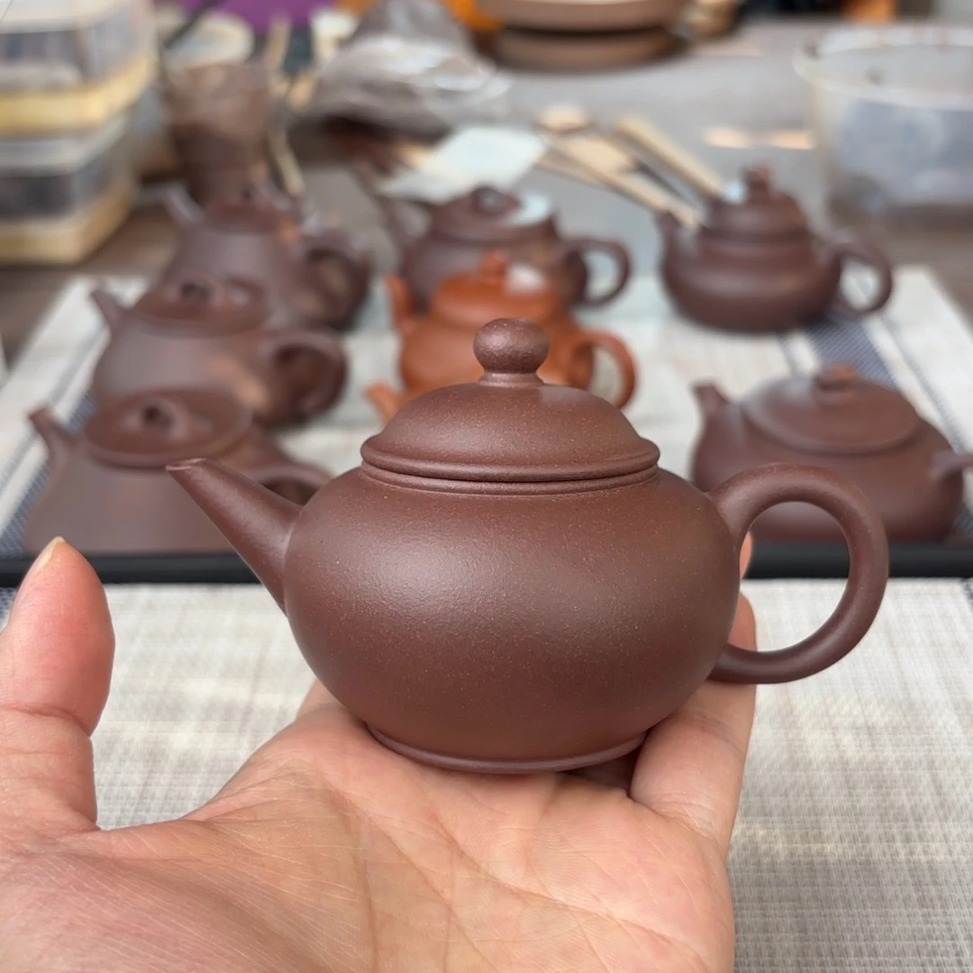 紫砂茶壶半手工老紫泥水平壶120cc