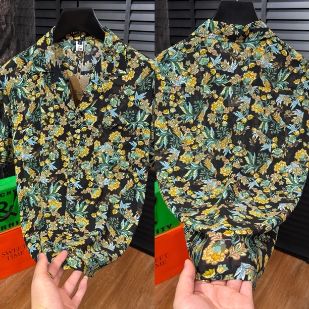 8103短袖短款古巴领衬衫青春潮流时尚欧货穿搭夏季款