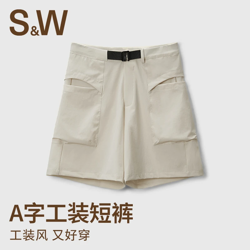 SW速惟 夏季薄款简约短裤时尚五分裤透气运动百搭黑色 6312