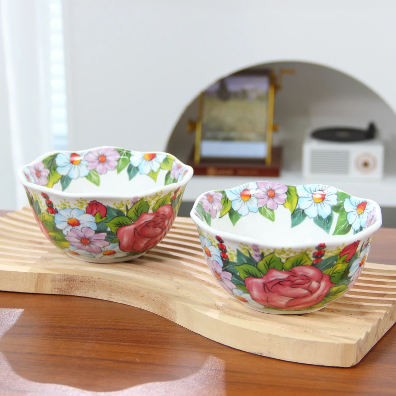 玫瑰花园-5英寸花边米饭碗2只