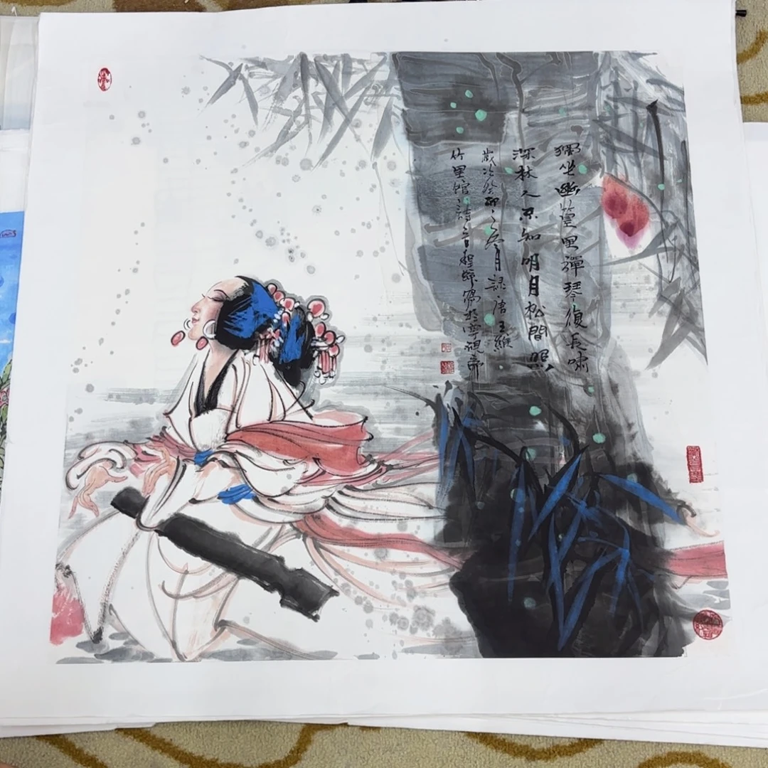 窝***蝶国画师承蛟四尺斗方艺