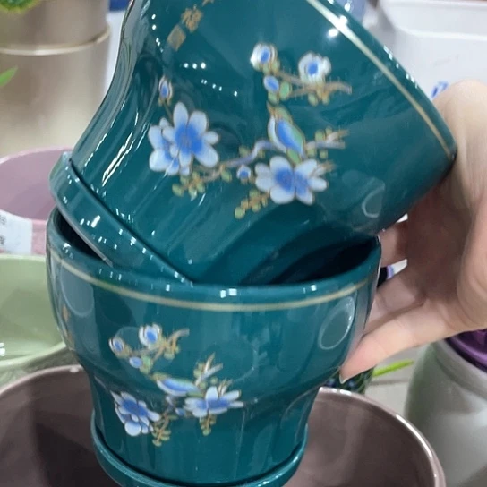 多肉绿植陶瓷花盆9.9包邮，有孔