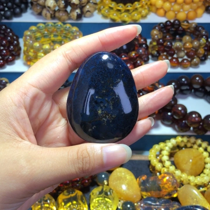 琥珀未镶嵌手链收藏级特级星际蓝天翁珀吊坠