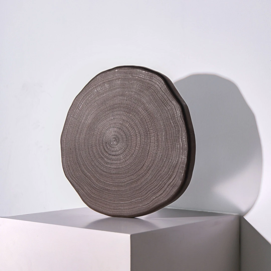 【根料艺术款（45+）碳化银杏干泡茶盘】实木复古家用创意原木年轮风