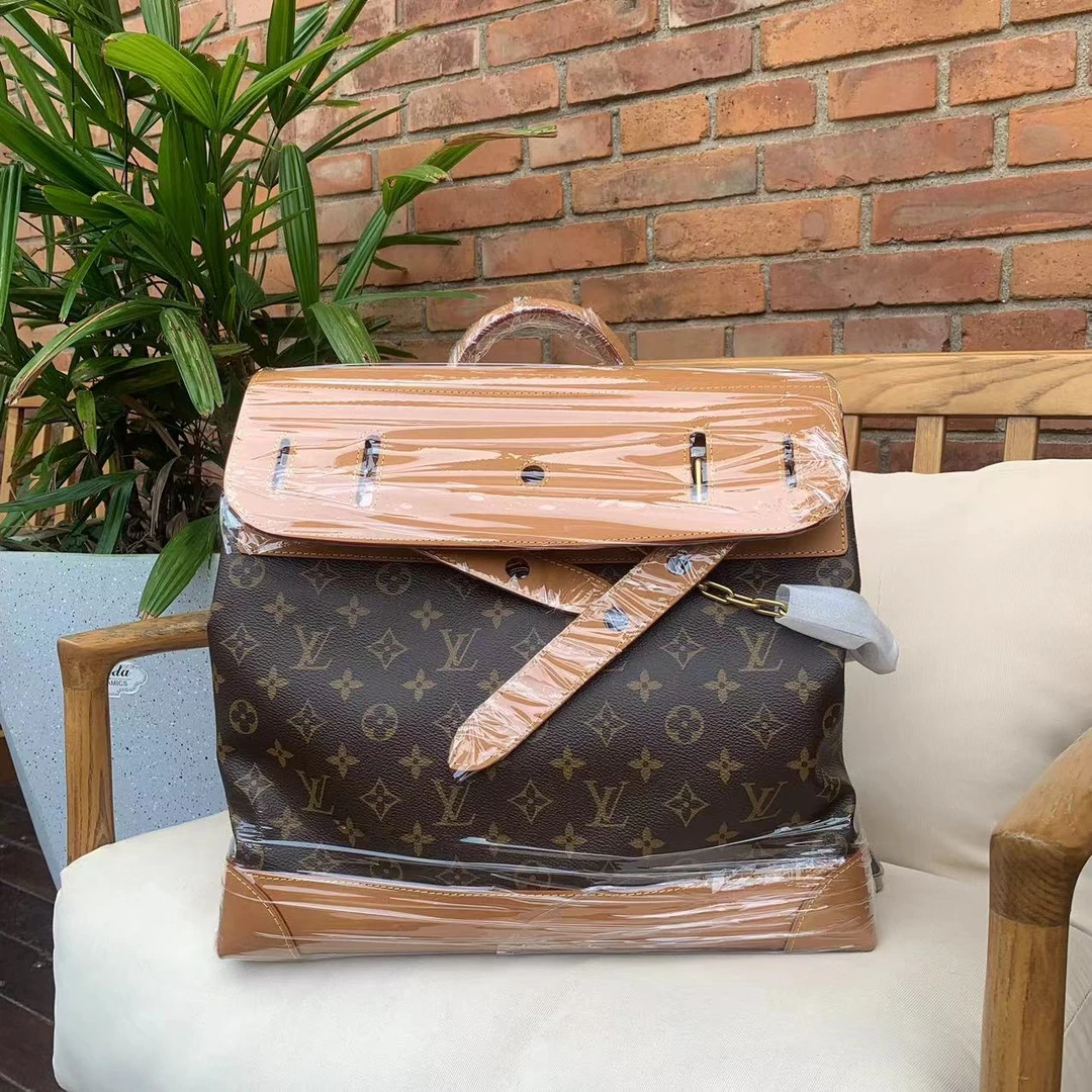 95新 LouisVuitton/路易威登 lv限量steamer棕老花手提单肩包