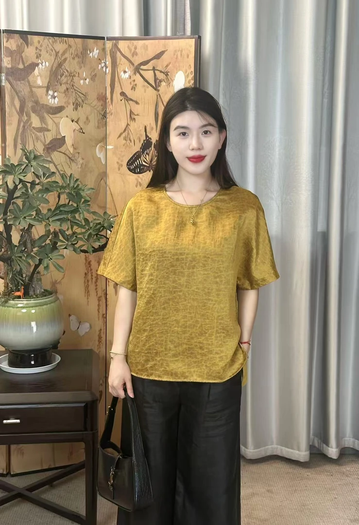 （桐言香云纱100%桑蚕丝）金缎龟香云纱上衣