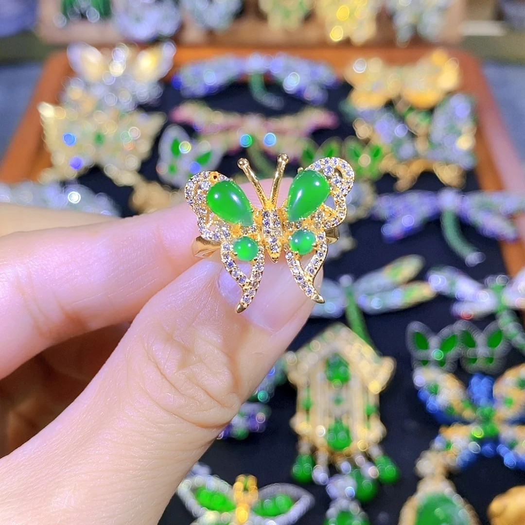 吊坠(不含链)银S925镶嵌翡翠