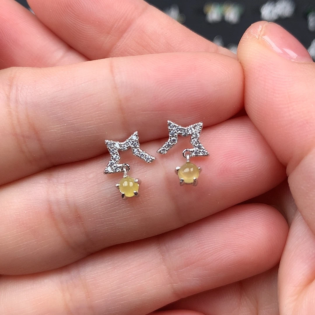 翡翠银S925镶嵌耳饰