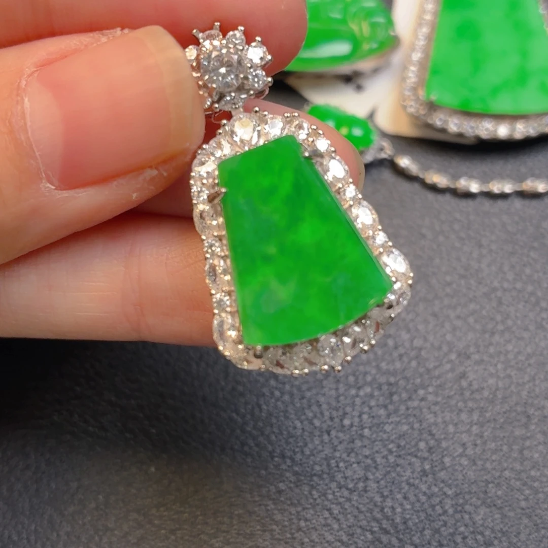 翡翠银S925镶嵌吊坠(不含链)