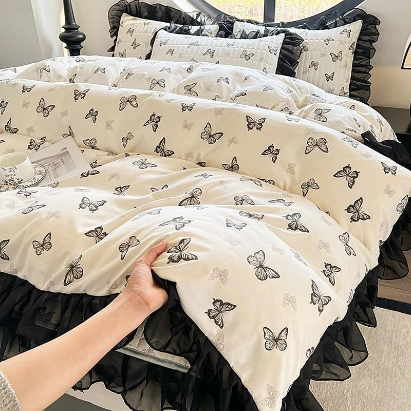 博洋家纺法式花边被套单件150x200x230公主风被罩非全棉纯棉