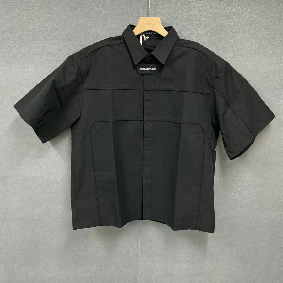 未使用 maje Grailz project G/R黑色短袖廓形垫肩衬衫带吊2码
