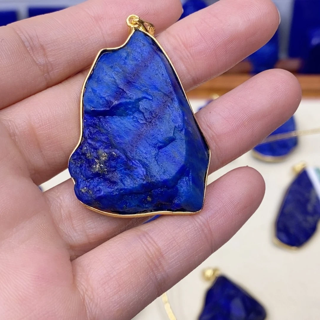 青金石颈饰银S925镀金镶嵌冷*