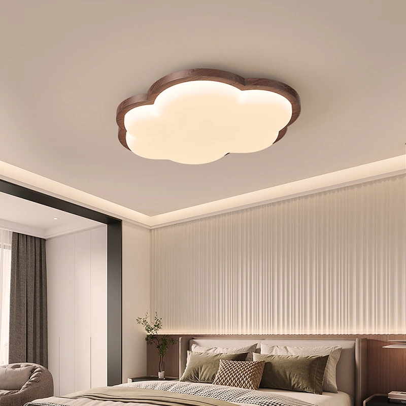 奶油风云朵客厅吸顶灯艺术实木卧室书房简约现代原木风护眼灯具