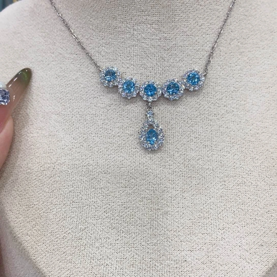 颈饰银S925镶嵌托帕石