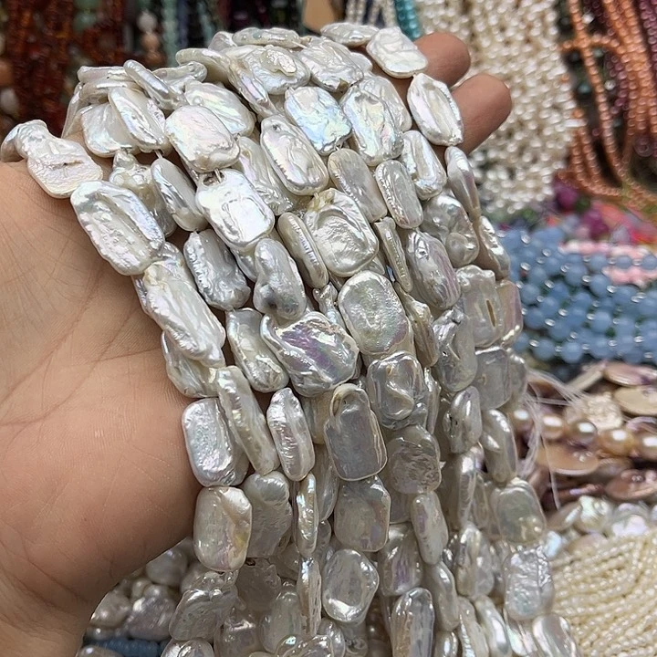 玛瑙/玉髓未镶嵌珠宝半成品一条12mm左右长方片珍珠