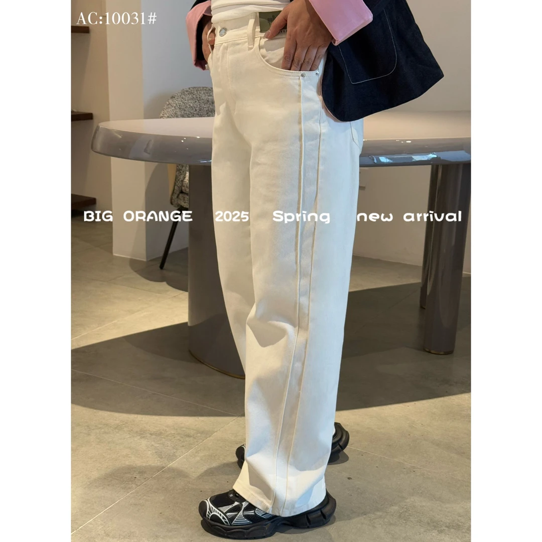 大橘子大码阔腿裤春季水洗牛仔裤长裤微弹外穿高腰时尚舒适胖妹妹