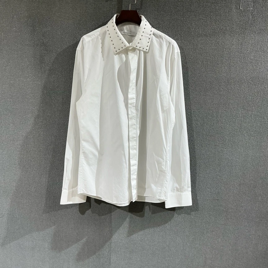 99新 Givenchy/纪梵希 （pm）领口钉珠白色衬衫 42码/1111