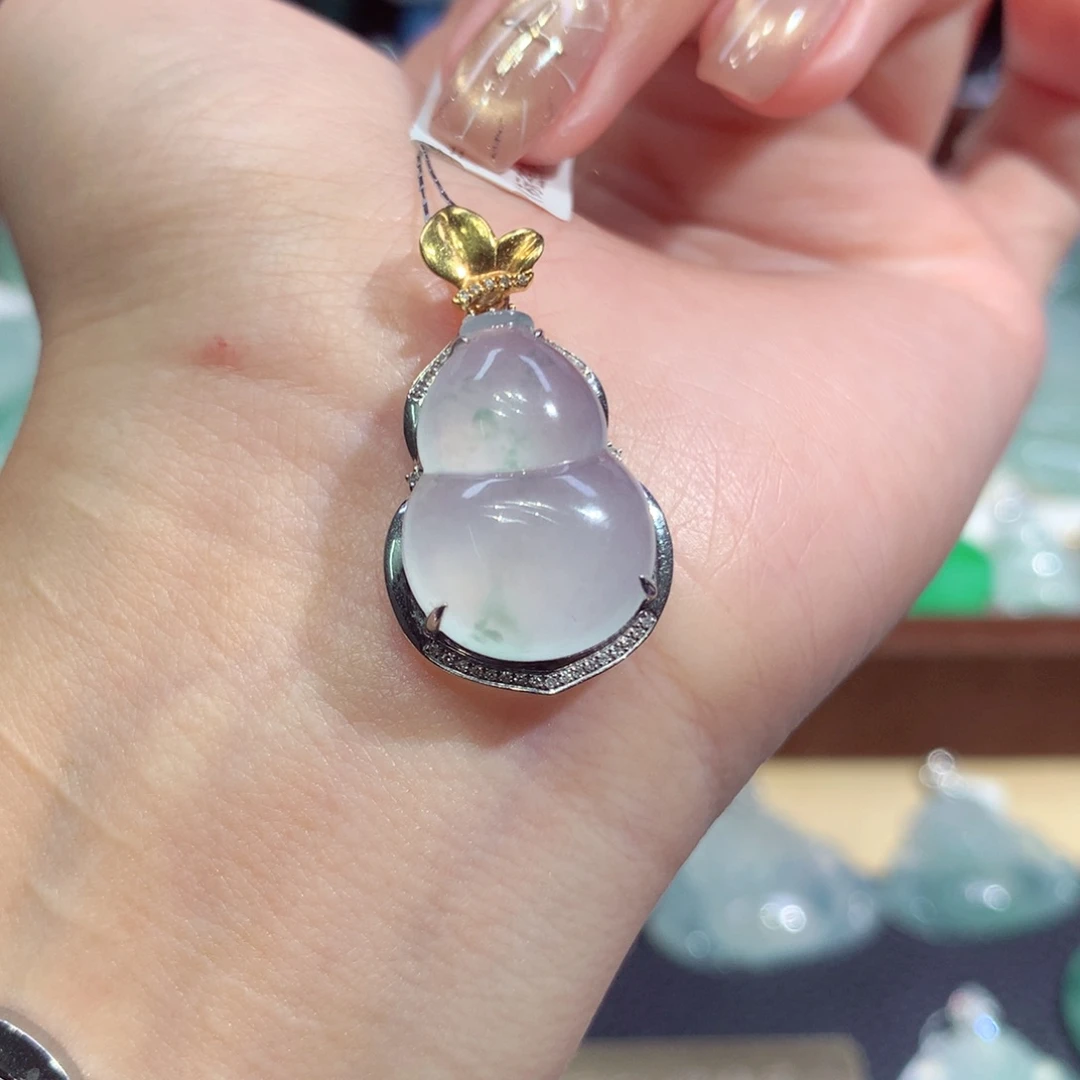 吊坠(不含链)18K金镶嵌翡翠