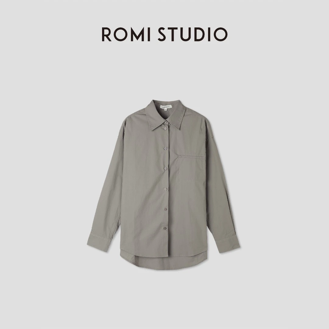 ROMI STUDIO“quiet luxury”高密棉廓形龟背感衬衣23AWT203
