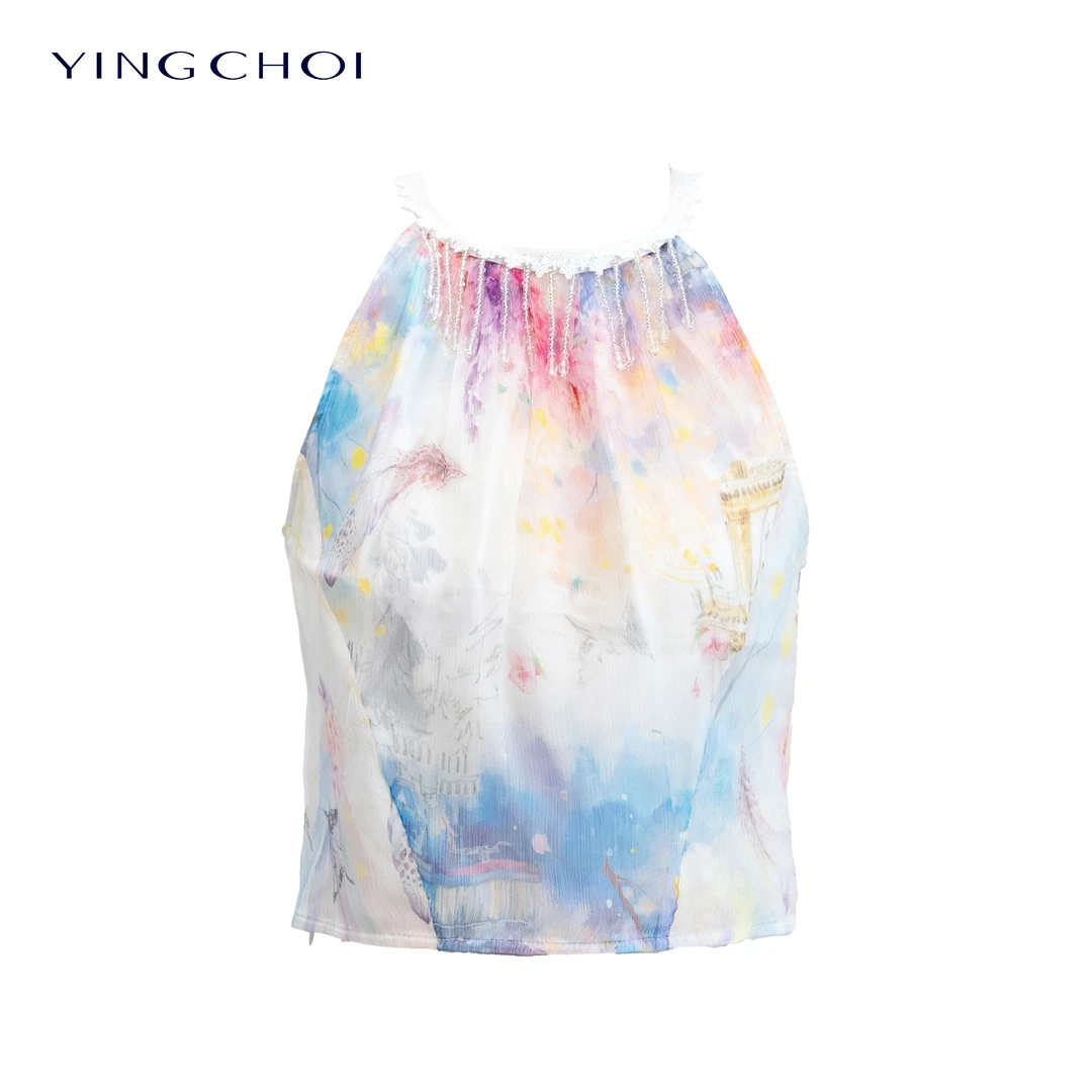 【设计师品牌】YINGCHOI 2025 春夏新款定制真丝顺纡吊带上衣 21871