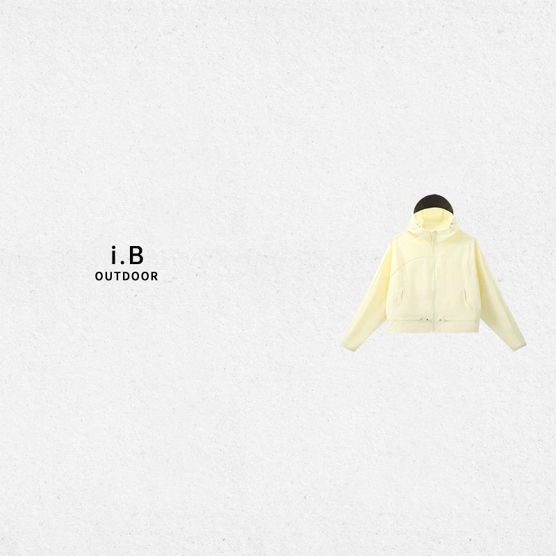 i.B 短款防晒衣花褶收腰结构连帽轻薄冰感透气1326