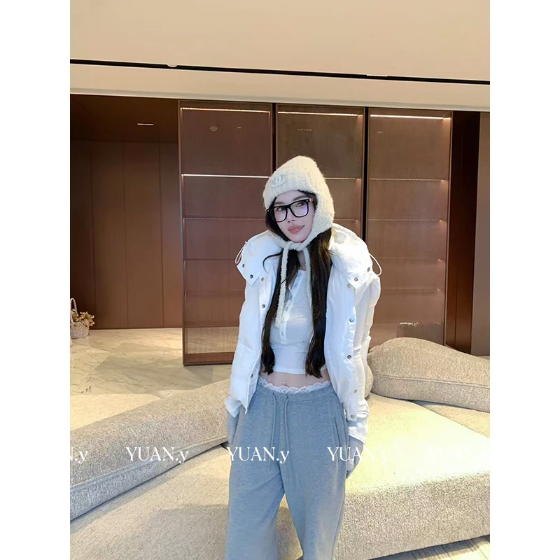 媛媛 【简而暖暖】白色羽绒服背心马甲女款秋冬坎肩马夹外套#YL0104