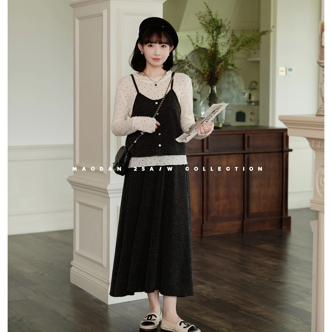 maodan/猫单【斐济日出】孕妇装秋季新品时尚洋气减龄吊带内搭半裙