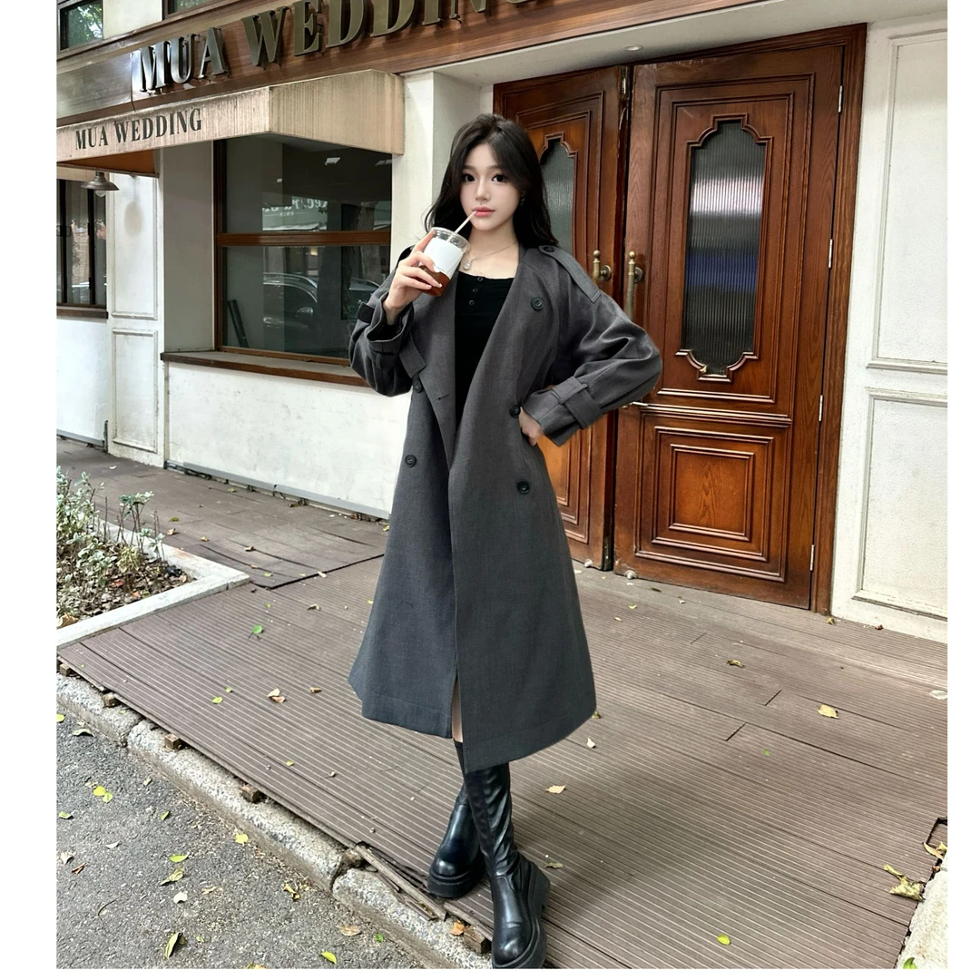 中长款长款法式高知风长款风衣过膝风衣沙丘废土风衣