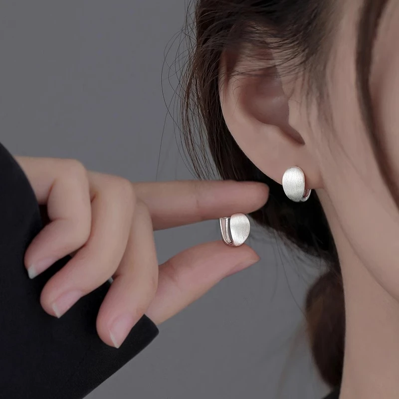 925银耳饰 拉丝耳扣气质百搭复古简约小众设计高级精致新爆款百搭