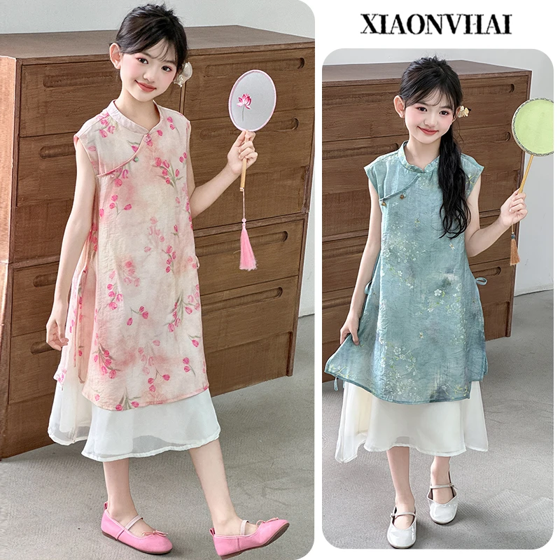 小女孩女童旗袍6-12岁新中式连衣裙2025新款古风中大童国风旗袍裙