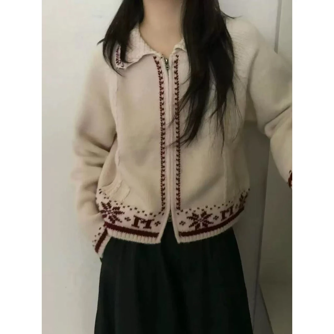 新款时尚百搭简约气质休闲翻领开衫Z58309