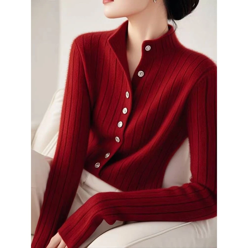 圣诞新年红色毛衣女款2024新款冬季慵懒高级感超好看内搭针织上衣