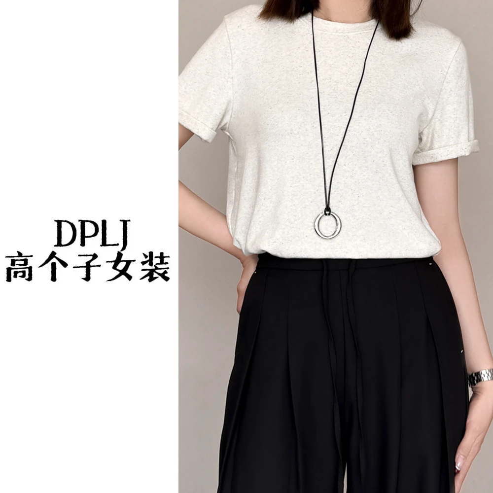 爆米花 DPLJ高个子女装 加长软糯雪花点宽松设计感短袖T恤L280