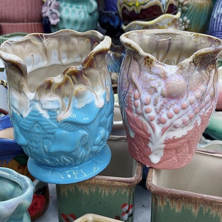 多肉绿植陶瓷花盆9.9包邮，有孔