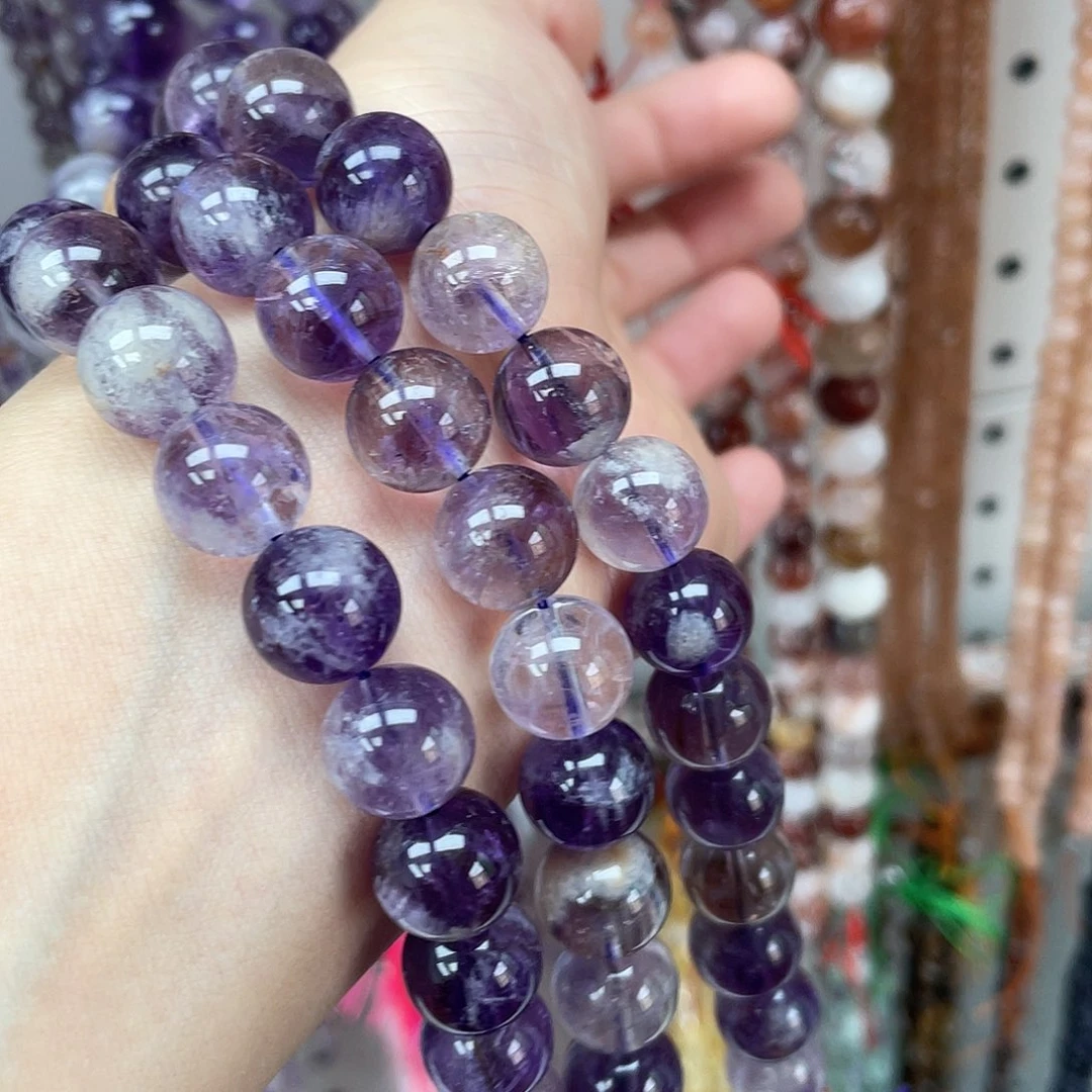 玛瑙/玉髓未镶嵌半成品紫幽灵12m散珠
