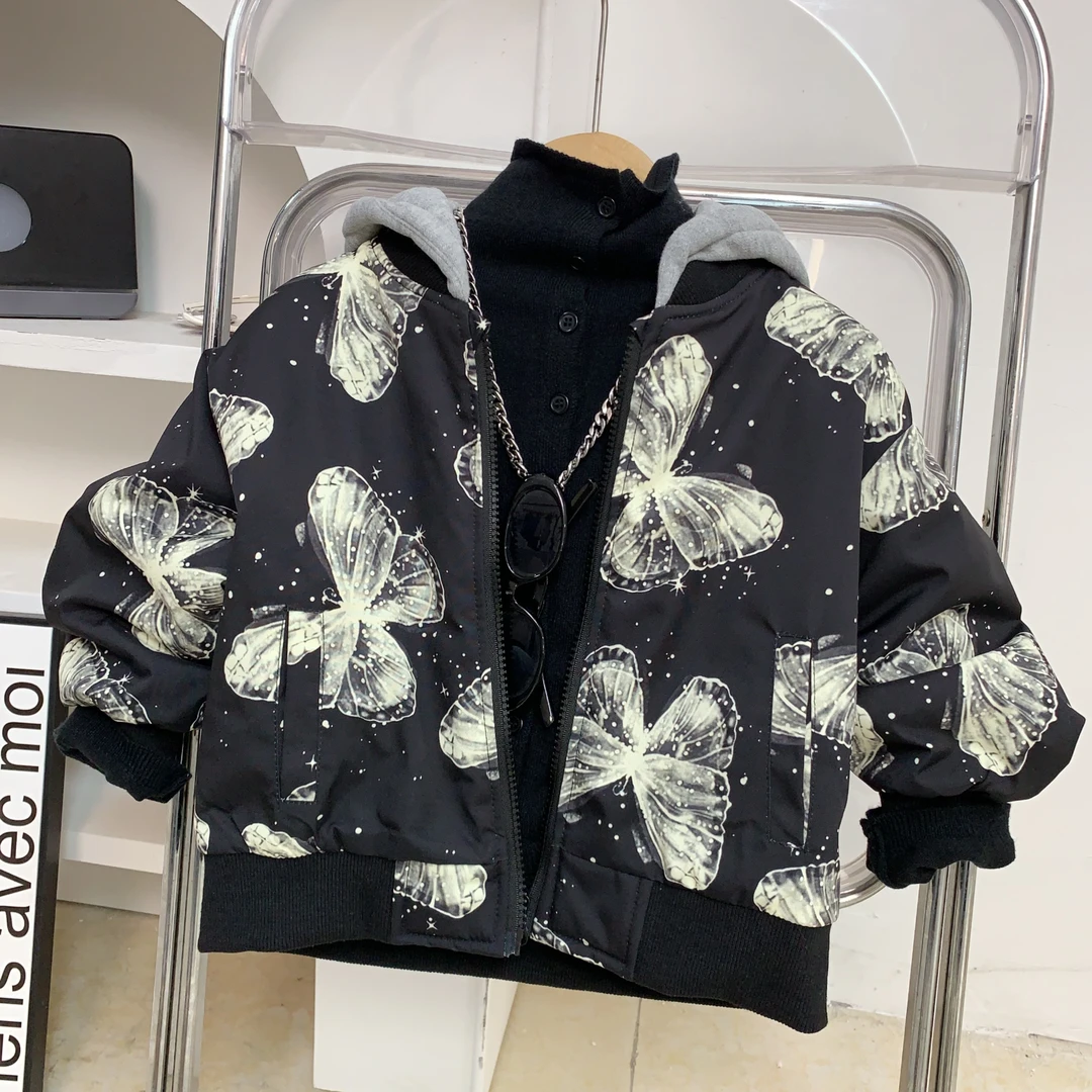 儿童韩版夹棉连帽外套男童秋冬加厚休闲外套潮童时尚洋气深秋款酷