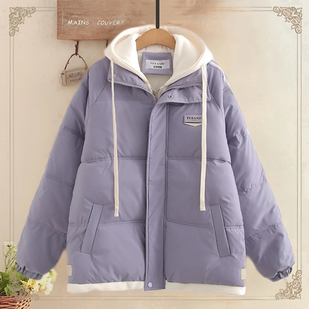 2026年新款少女初中高中学生冬季韩版宽松棉衣棉服学院风加厚外套