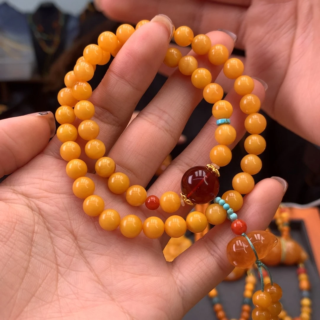 蜜蜡手串未镶嵌天然