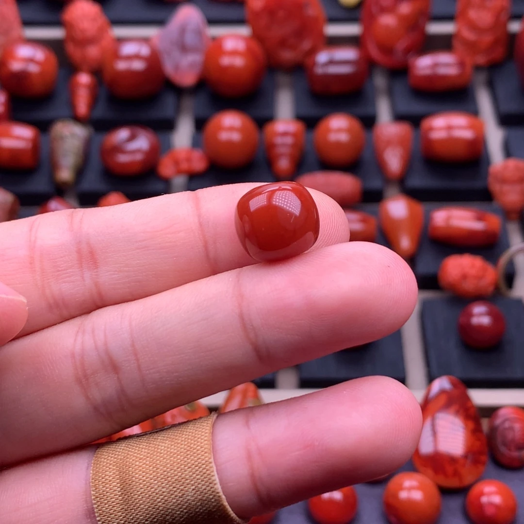 南红玛瑙未镶嵌川料原矿老型单珠12mm