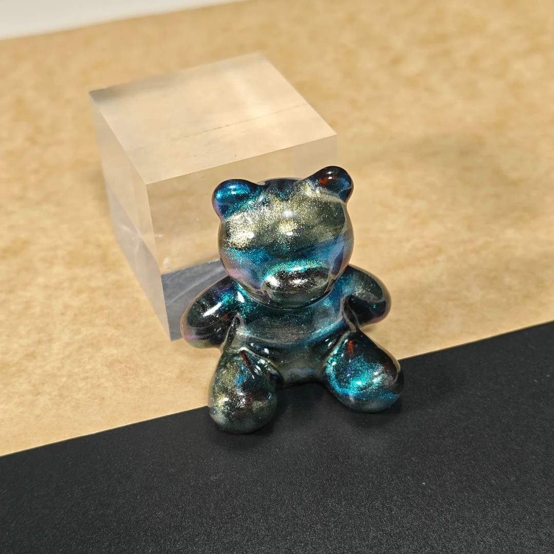【薪传漆艺】非遗大漆 彩云砂小熊摆件坐款 387
