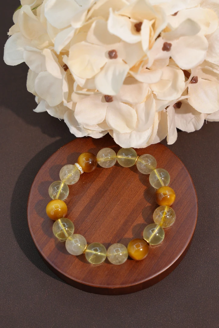 12+柠檬晶+虎眼石圆珠手串多样性发一件JXH4317914