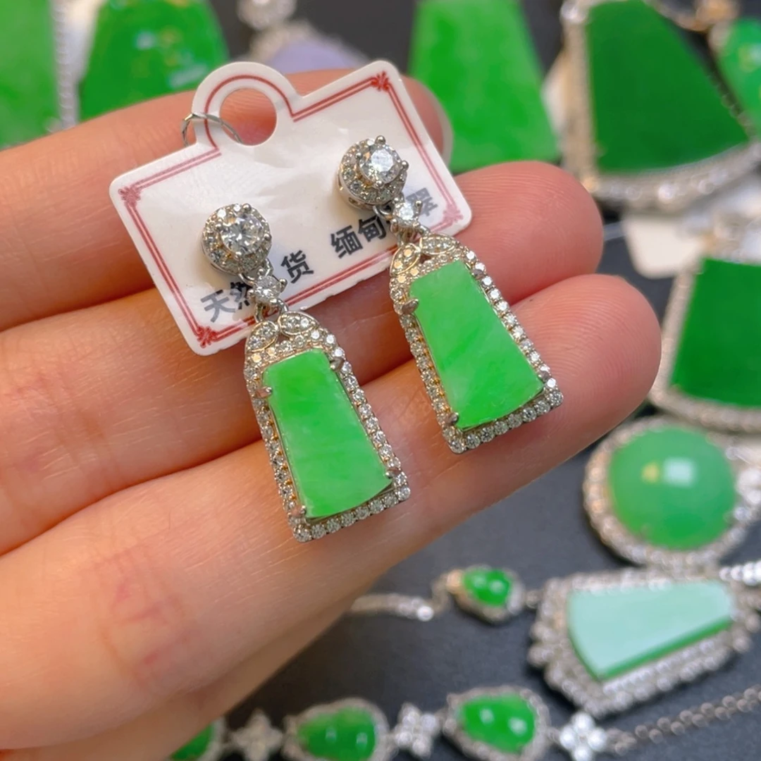 翡翠银S925镶嵌吊坠(不含链)耳坠