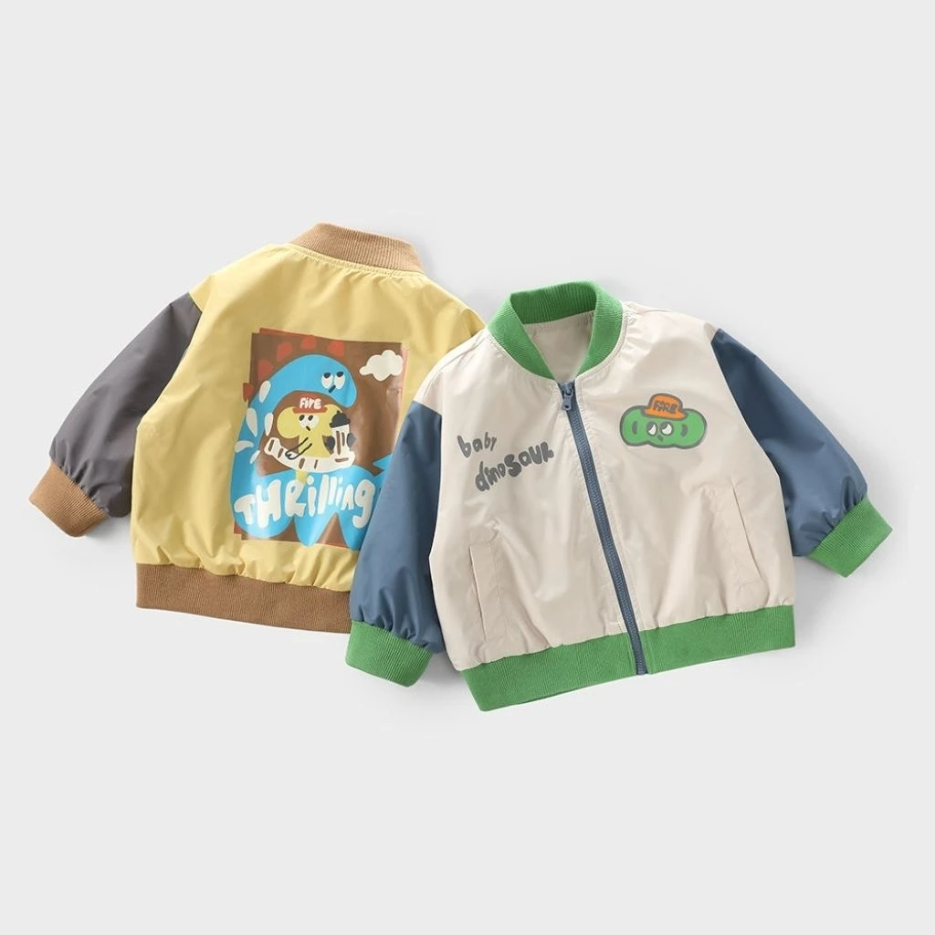 童装新款秋季男女宝宝时尚撞色棒球服儿童上衣其他材质卡通