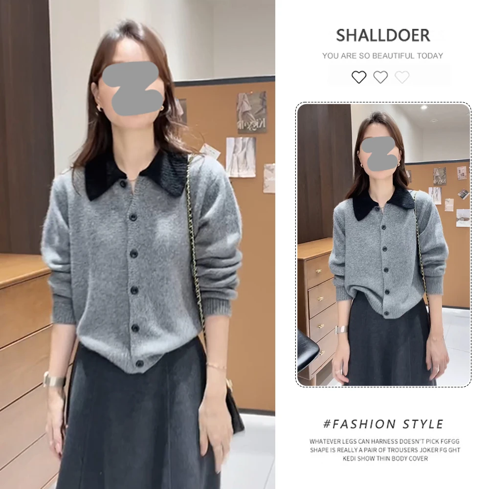 简约风设计感时髦长袖针织衫女2025秋季新款时尚潮流百搭休闲衣服