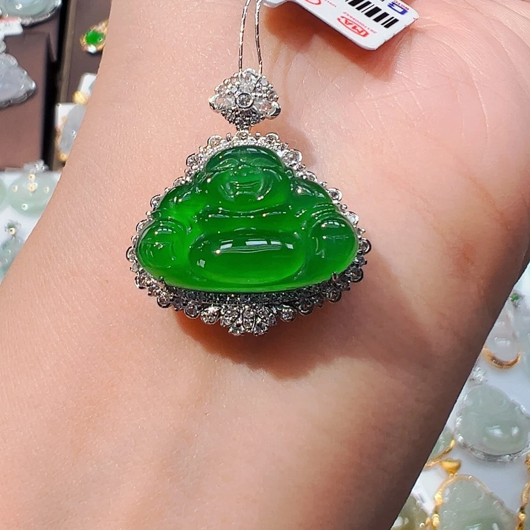 翡翠18K金镶嵌吊坠(不含链)佛公