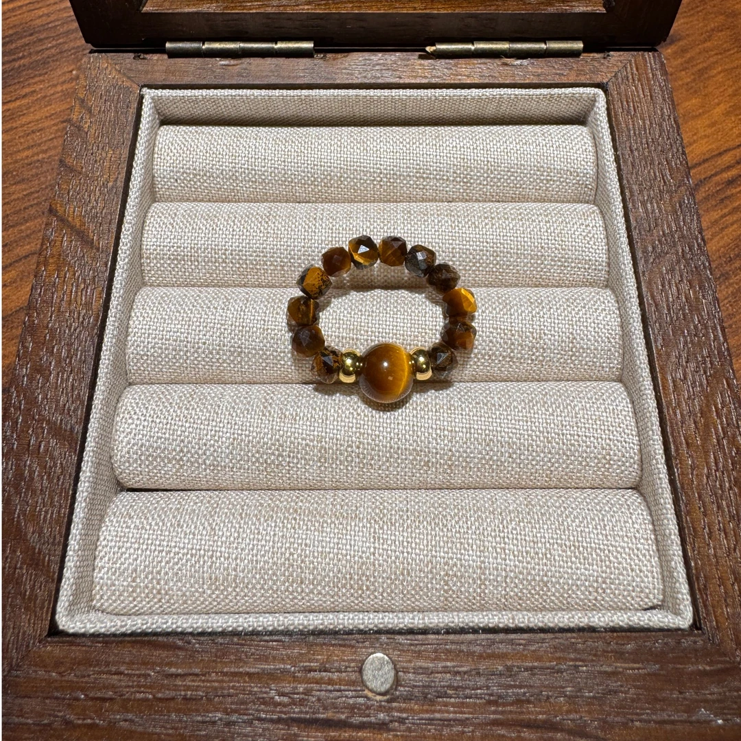 合金戒指 黄虎眼 钻切 戒指