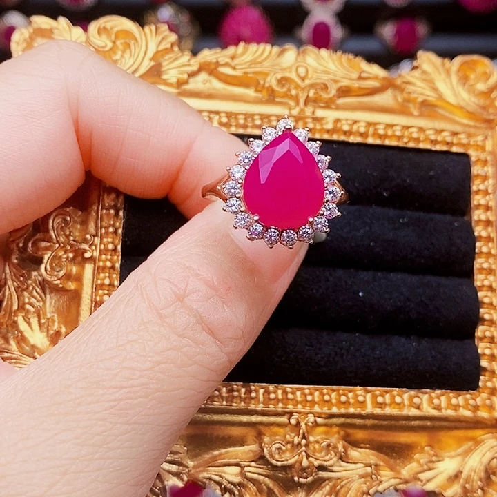 红宝石戒指银S925镶嵌