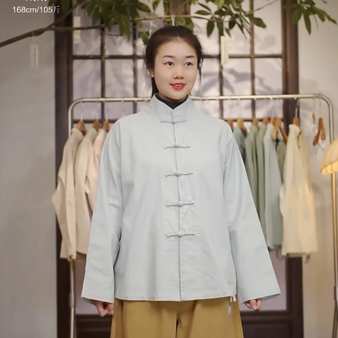 12支全手工经典修身对襟口袋五盘上衣
