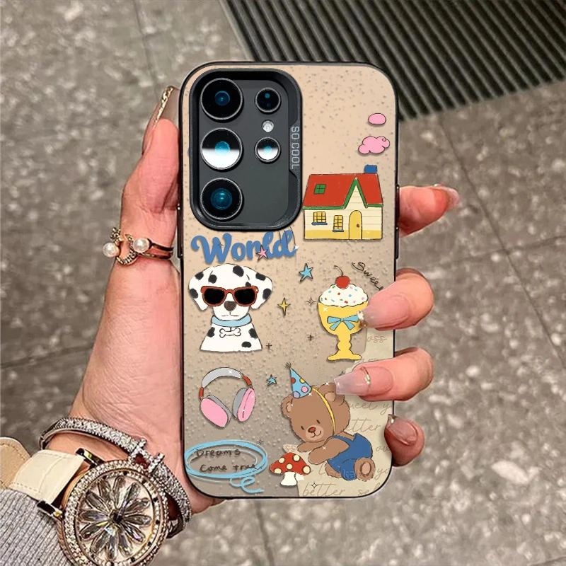 雪糕熊狗适用三星s30手机壳s25新款s24磨砂彩银S23fe防摔s22外壳